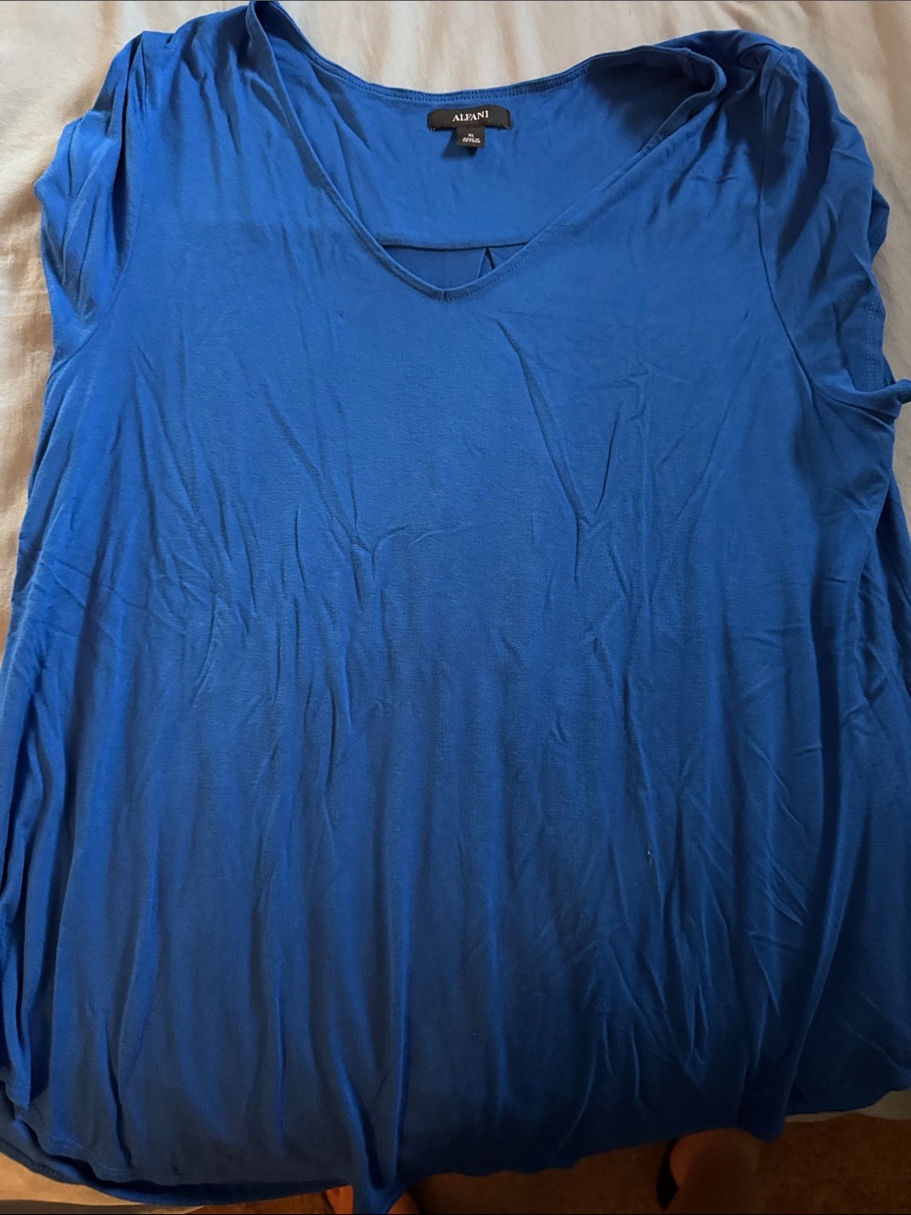 Alfani Blue V-Neck Short Sleeve Tee